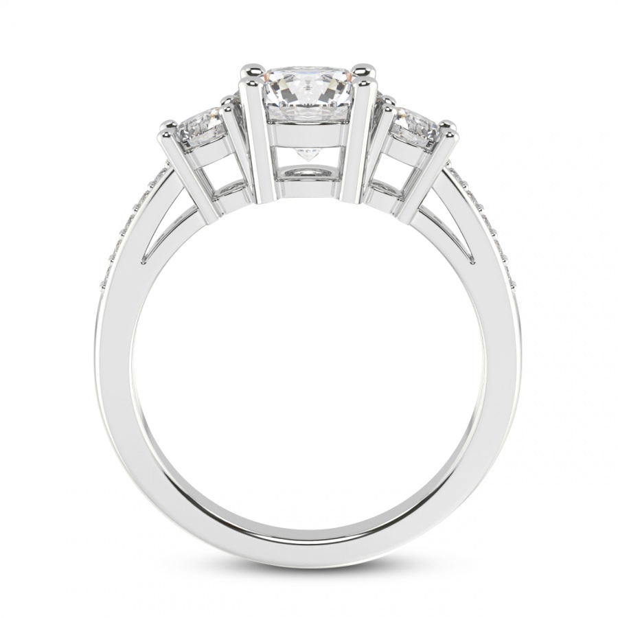 10kt White Gold Trilogy Three Stone Lab Diamond Ring side right image one