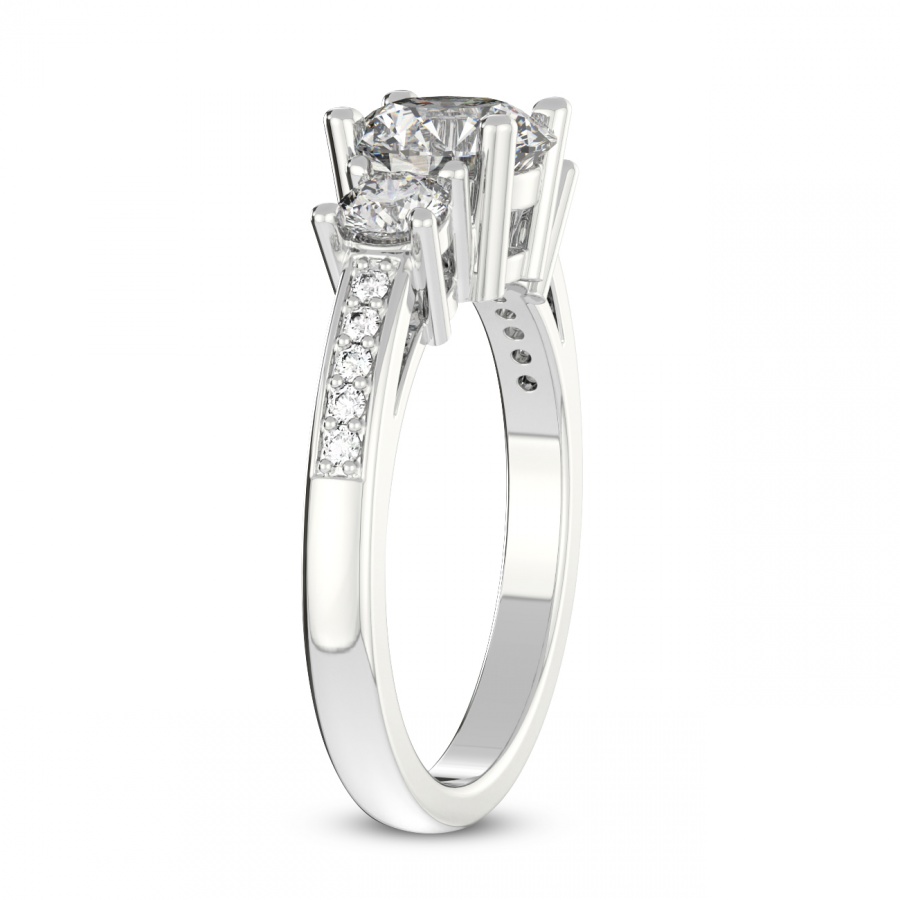 10kt White Gold Trilogy Three Stone Lab Diamond Ring standing product image one