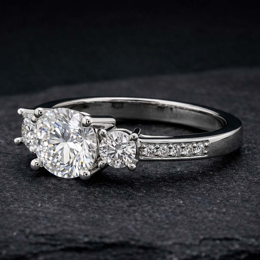 10kt White Gold Trilogy Three Stone Lab Diamond Ring color product image two