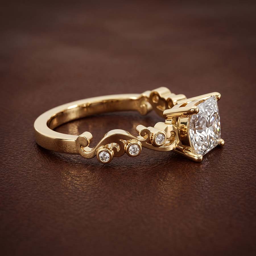 10kt Rose Gold Catrina Cutwork Lab Diamond Ring color product image one