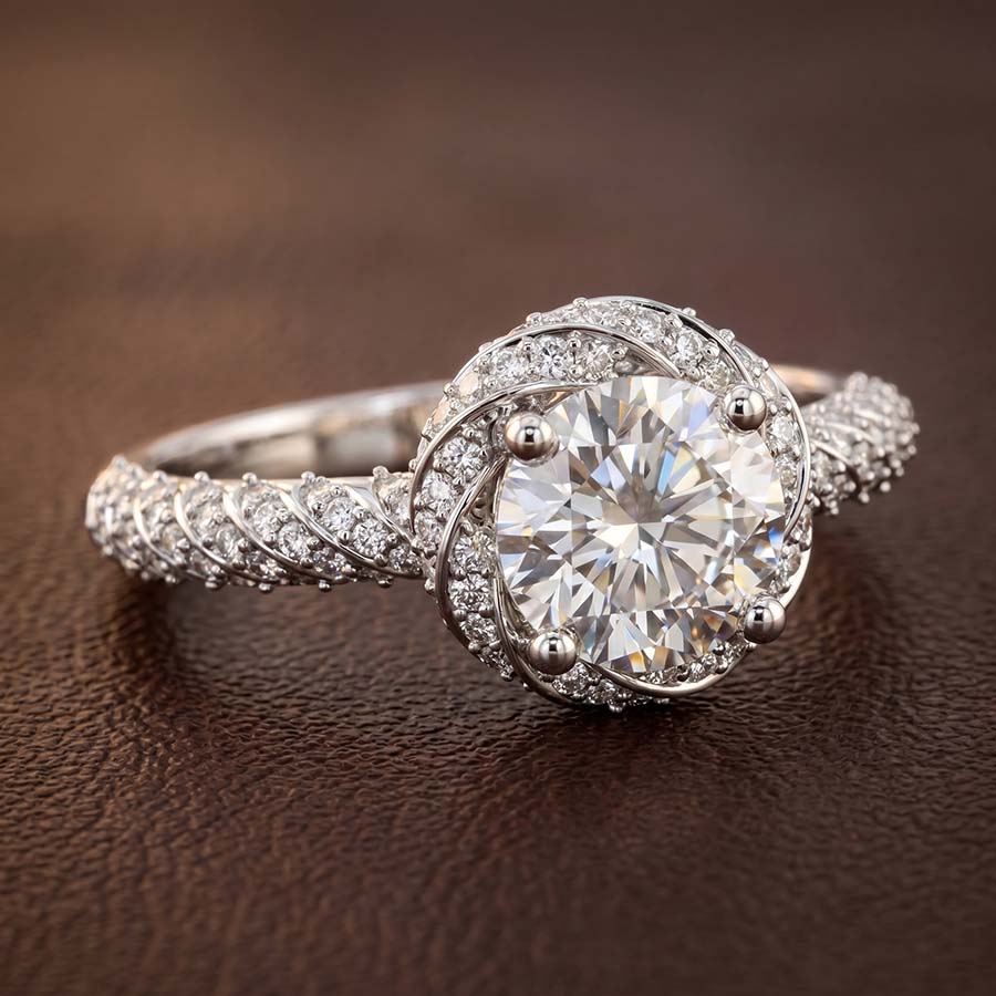 10kt Yellow Gold Entwined Love Halo Lab Diamond Ring color product image one