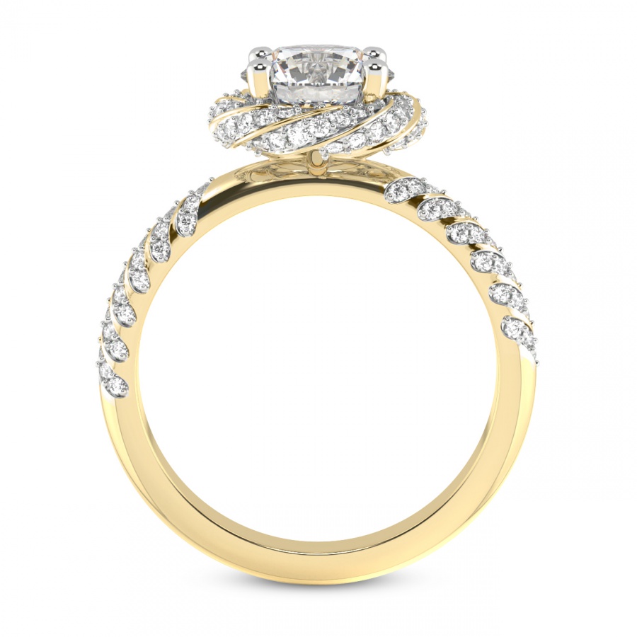 10kt Yellow Gold Entwined Love Halo Lab Diamond Ring side right image one