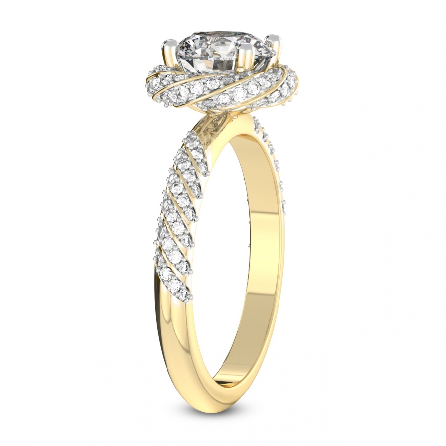 10kt Yellow Gold Entwined Love Halo Lab Diamond Ring standing product image one