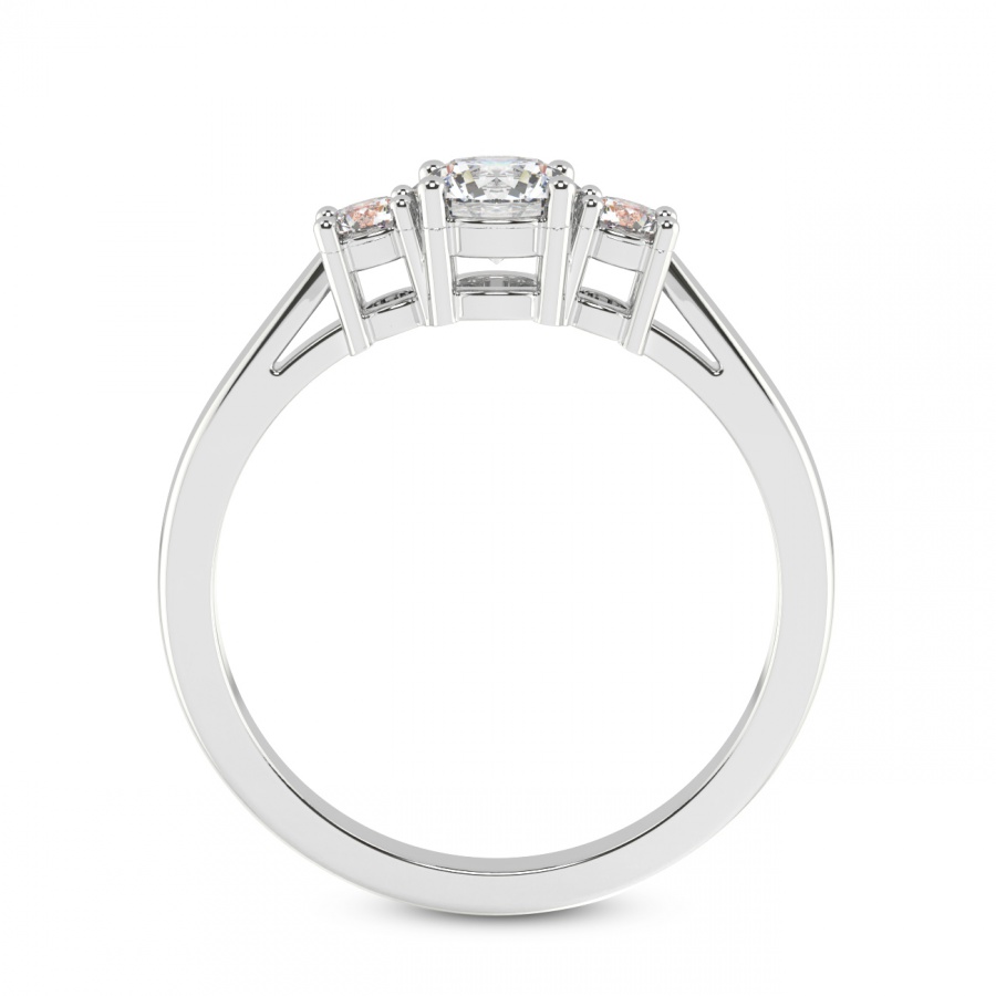 10kt White Gold Intricacy Three stone Lab Diamond Ring side right image one