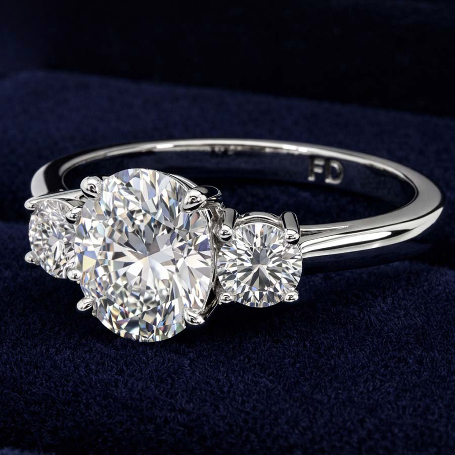 10kt White Gold Intricacy Three stone Lab Diamond Ring color product image two