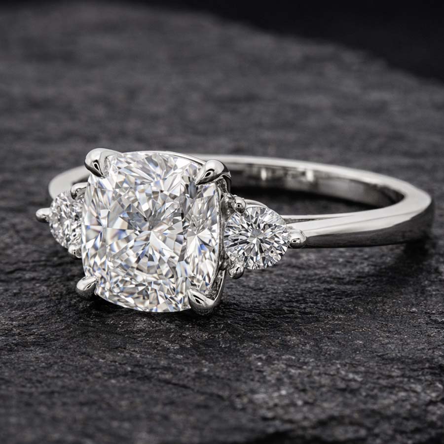 10kt Yellow Gold Synthia Three stone Lab Diamond Ring color product image one