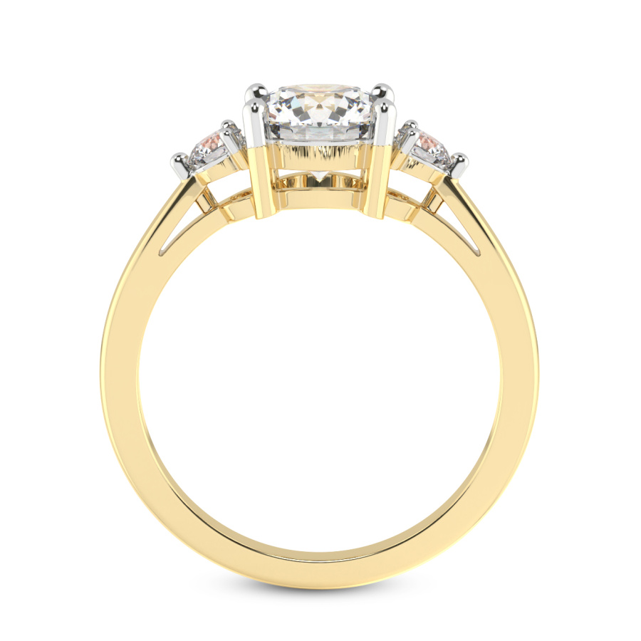 10kt Yellow Gold Synthia Three stone Lab Diamond Ring side right image one