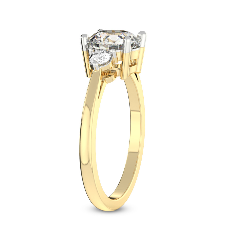 10kt Yellow Gold Synthia Three stone Lab Diamond Ring standing product image one