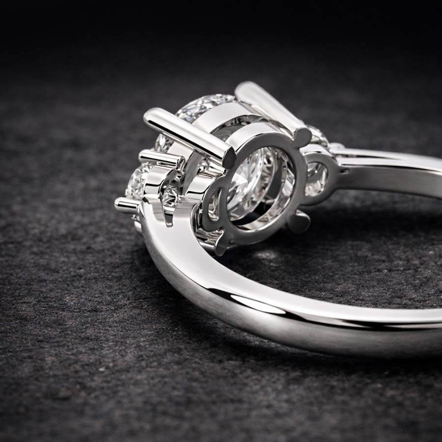 10kt Yellow Gold Synthia Three stone Lab Diamond Ring color product image two