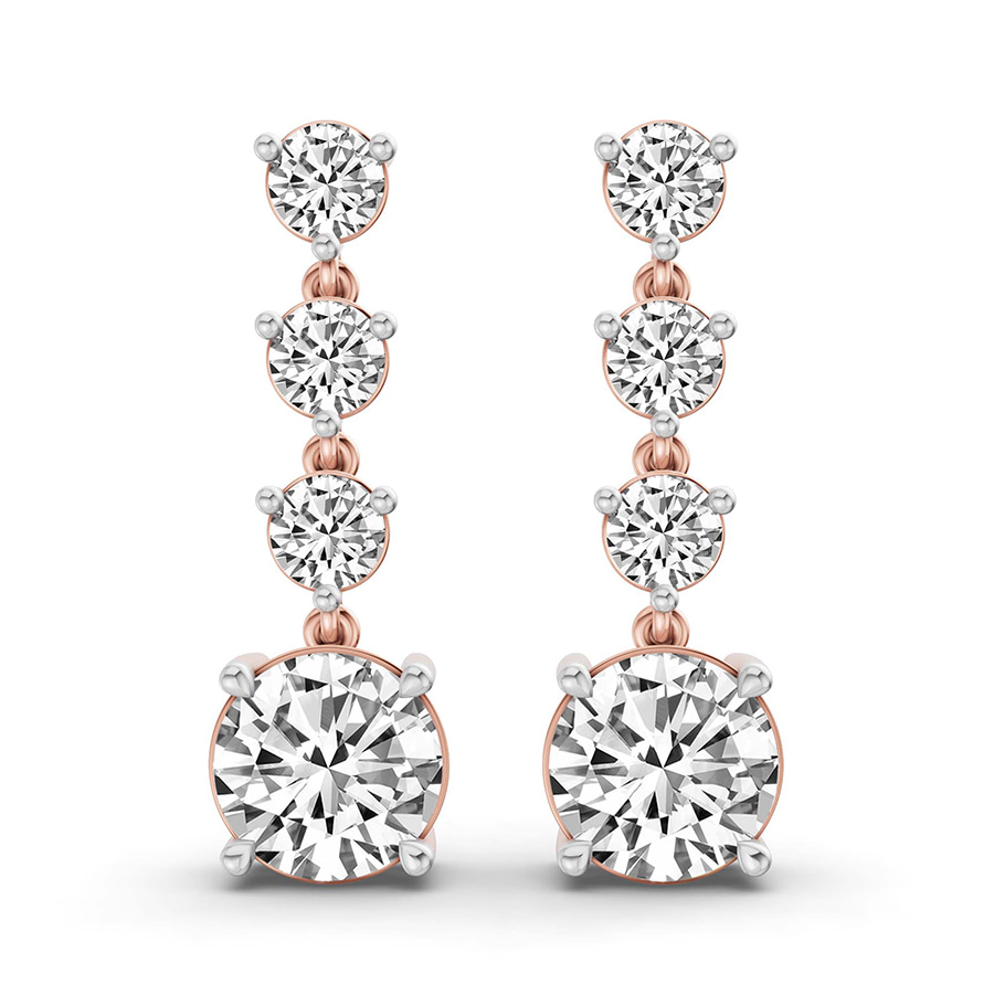 9ct Rose Gold Round Fashion Lab Diamond Dangle Earrings (1 Ct. Tw.) front image