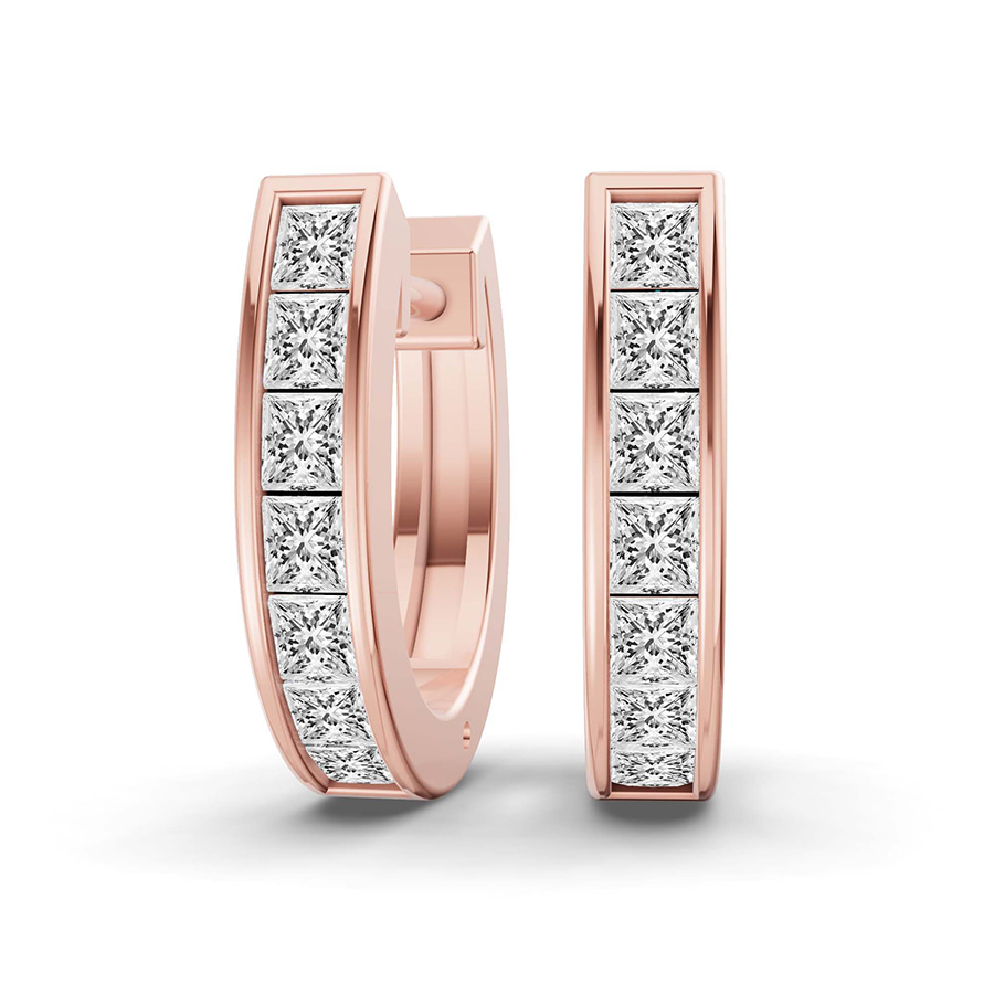 9ct Rose Gold Ines Princess Lab Diamond Huggie Earrings (7/8 Ct. Tw.) front image
