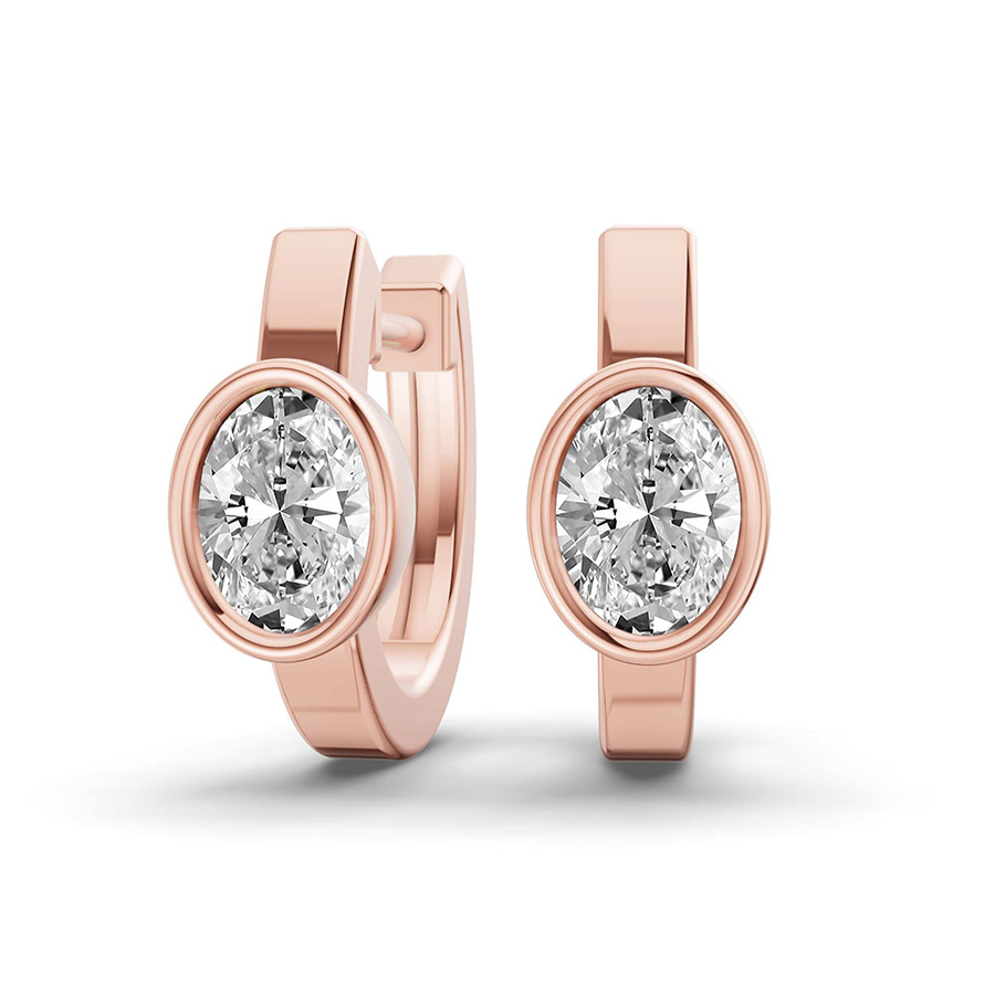 9ct Rose Gold North Single Oval Lab Diamond Huggie Earrings (1 Ct. Tw.) front image