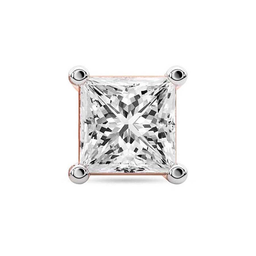 10kt Rose Gold Four Prong Princess Lab Diamond Single Stud Earring (1 Ct. Tw.) front image