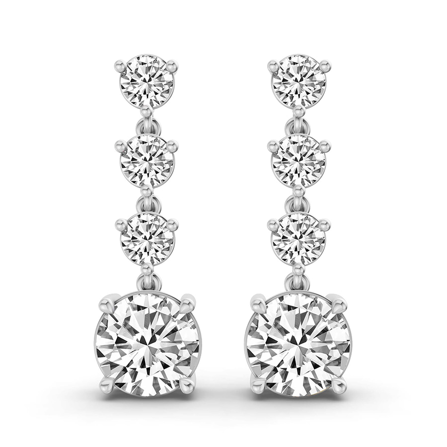 9ct White Gold Round Fashion Lab Diamond Dangle Earrings (1 Ct. Tw.) front image