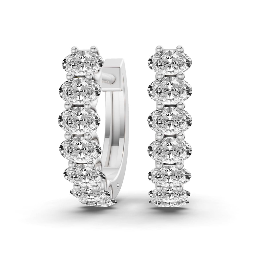 14ct White Gold Altair Oval Lab Diamond Huggie Earrings (1 1/4 Ct. Tw.) front image