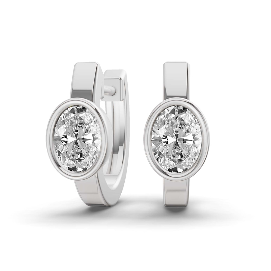 14ct White Gold North Single Oval Lab Diamond Huggie Earrings (1 Ct. Tw.) front image