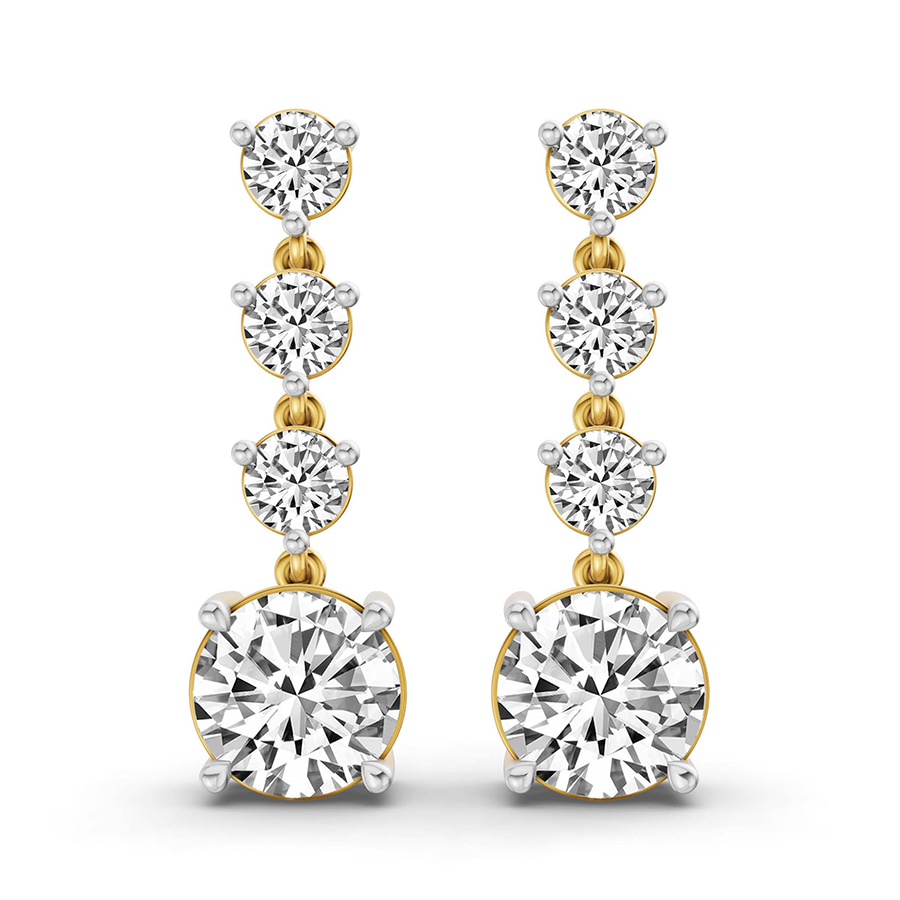 9ct Yellow Gold Round Fashion Lab Diamond Dangle Earrings (1 Ct. Tw.) front image
