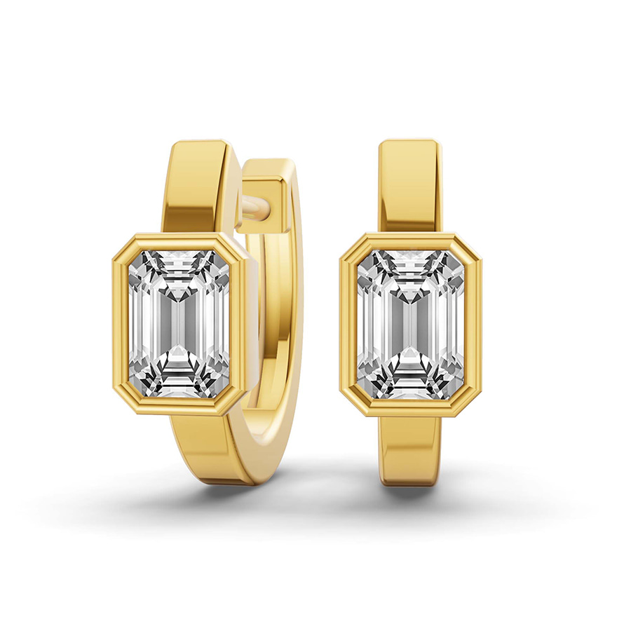 9ct Yellow Gold Auri Single Emerald Lab Diamond Earrings (1 Ct. Tw.) front image