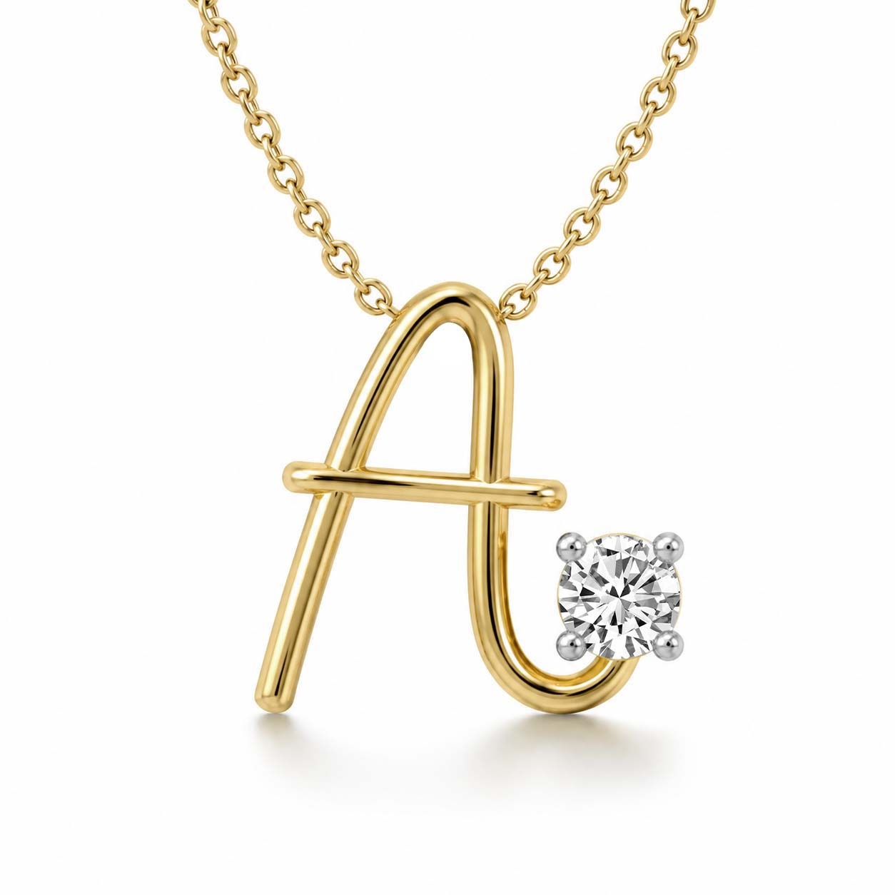 9ct Yellow Gold Minimal Lab Diamond Initial A Necklace (1/5 Ct. Tw.) front image