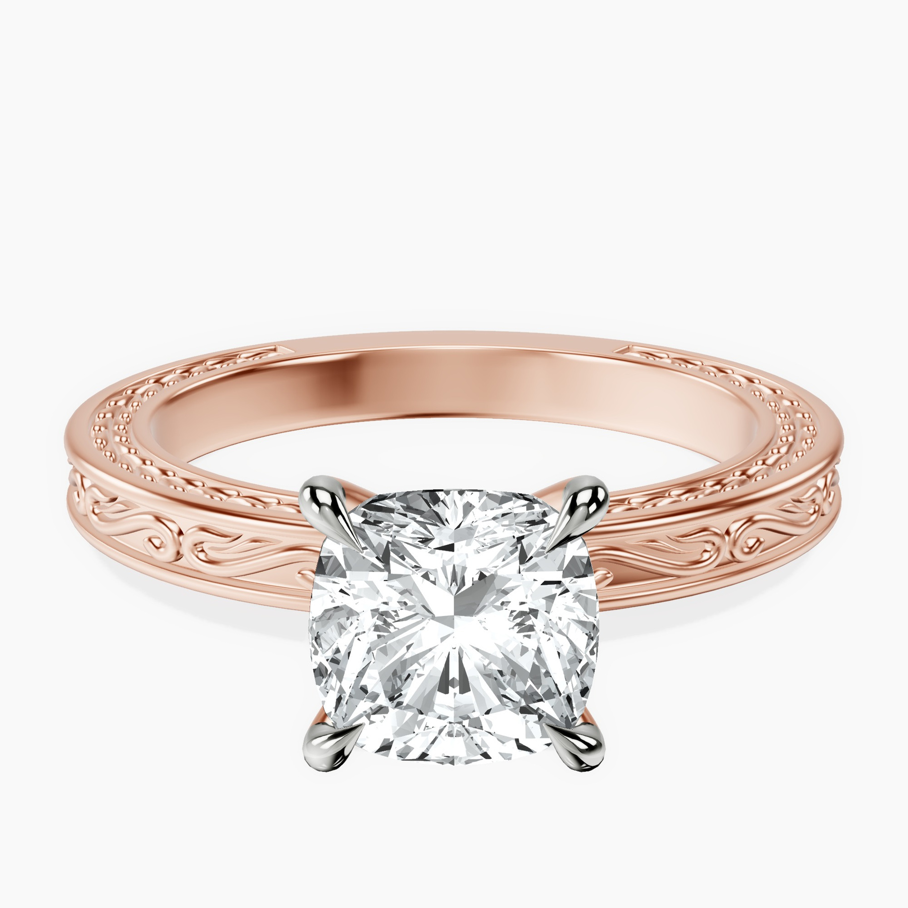 9ct Rose Gold Ivory Vintage Solitaire Lab Diamond Ring front image