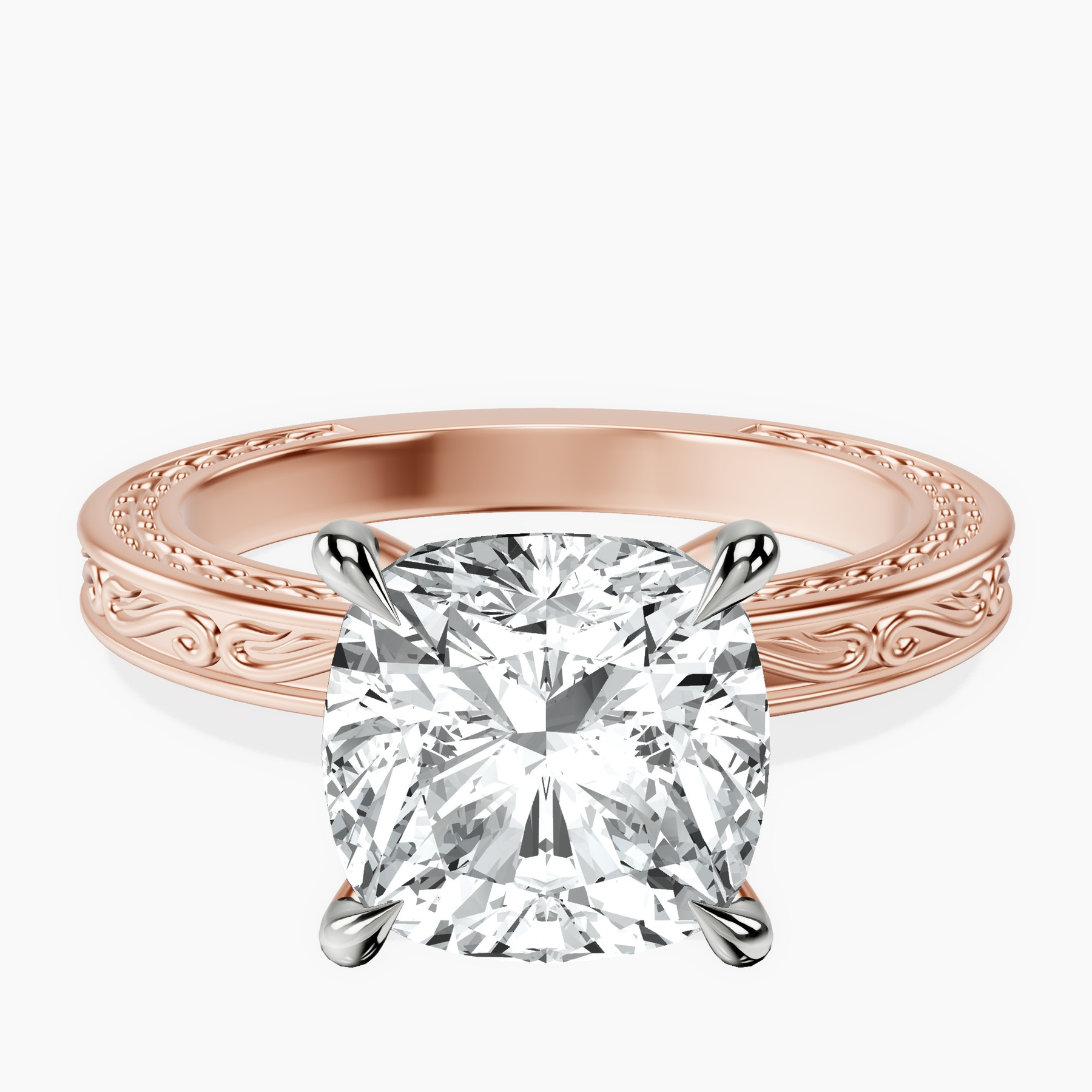 14kt Rose Gold Ivory Vintage Solitaire Lab Diamond Ring front image
