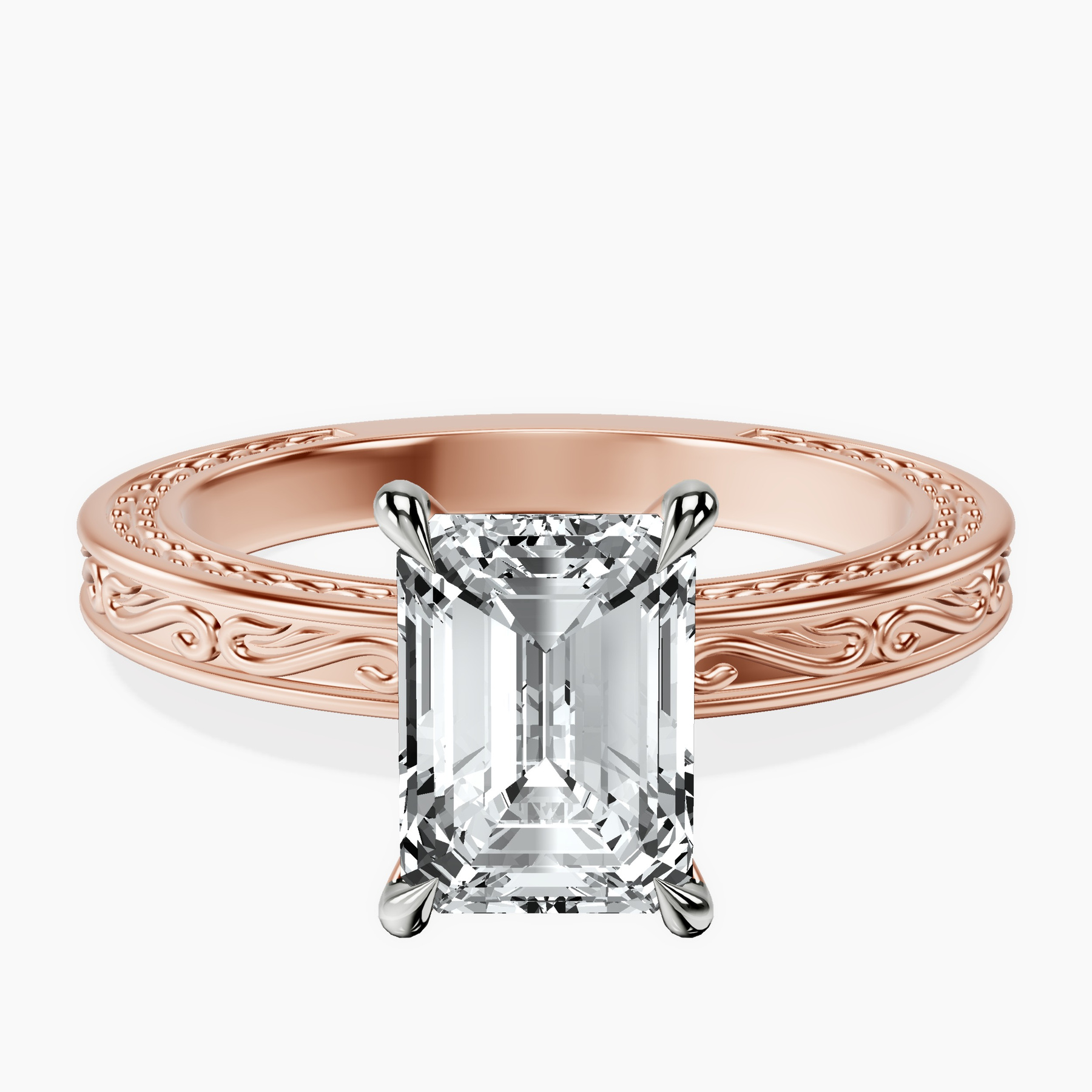 14ct Rose Gold Ivory Vintage Solitaire Lab Diamond Ring front image