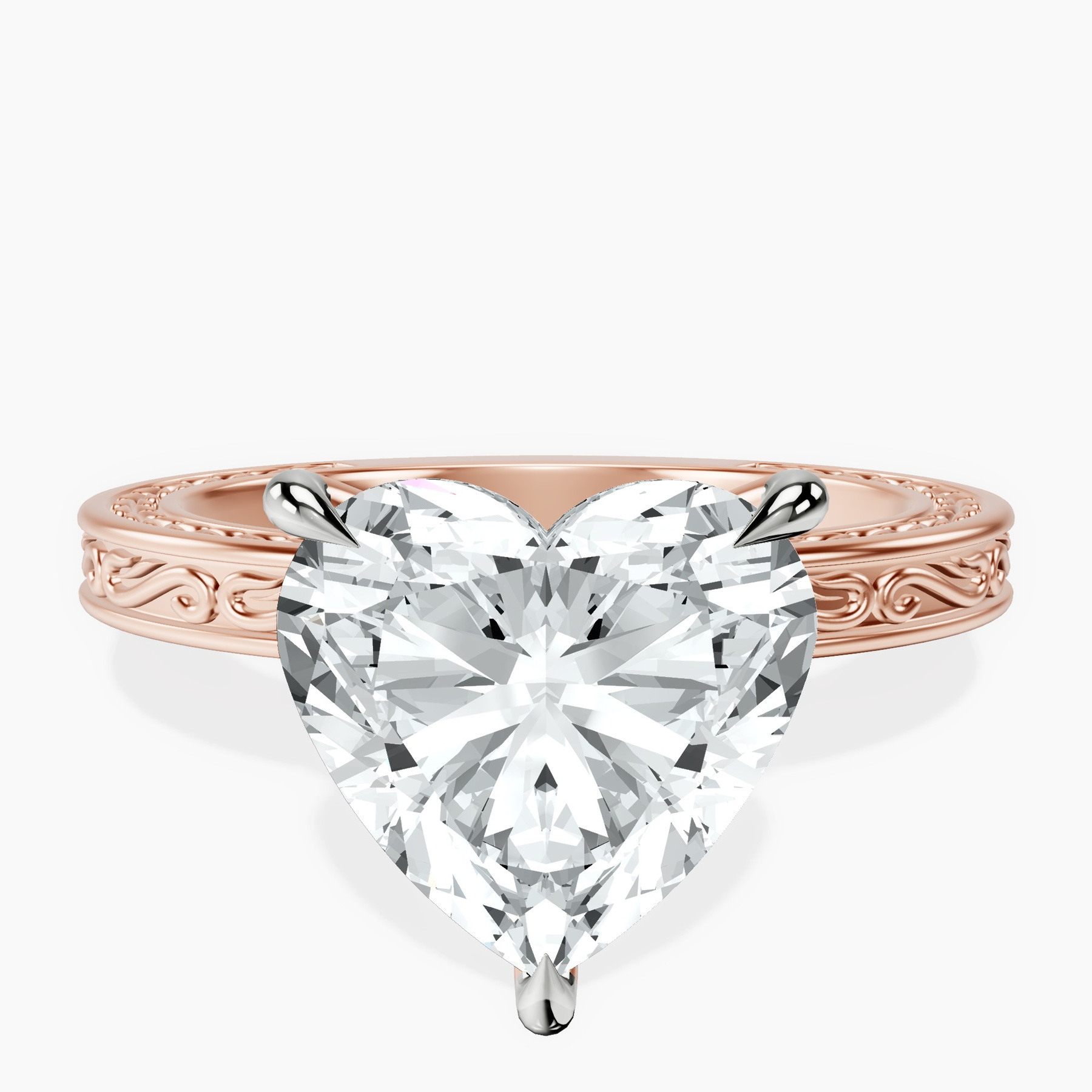 14kt Rose Gold Ivory Vintage Solitaire Lab Diamond Ring front image