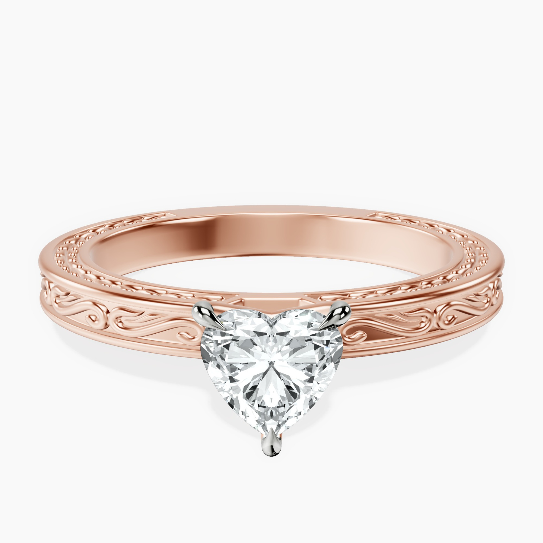 14kt Rose Gold Ivory Vintage Solitaire Lab Diamond Ring front image