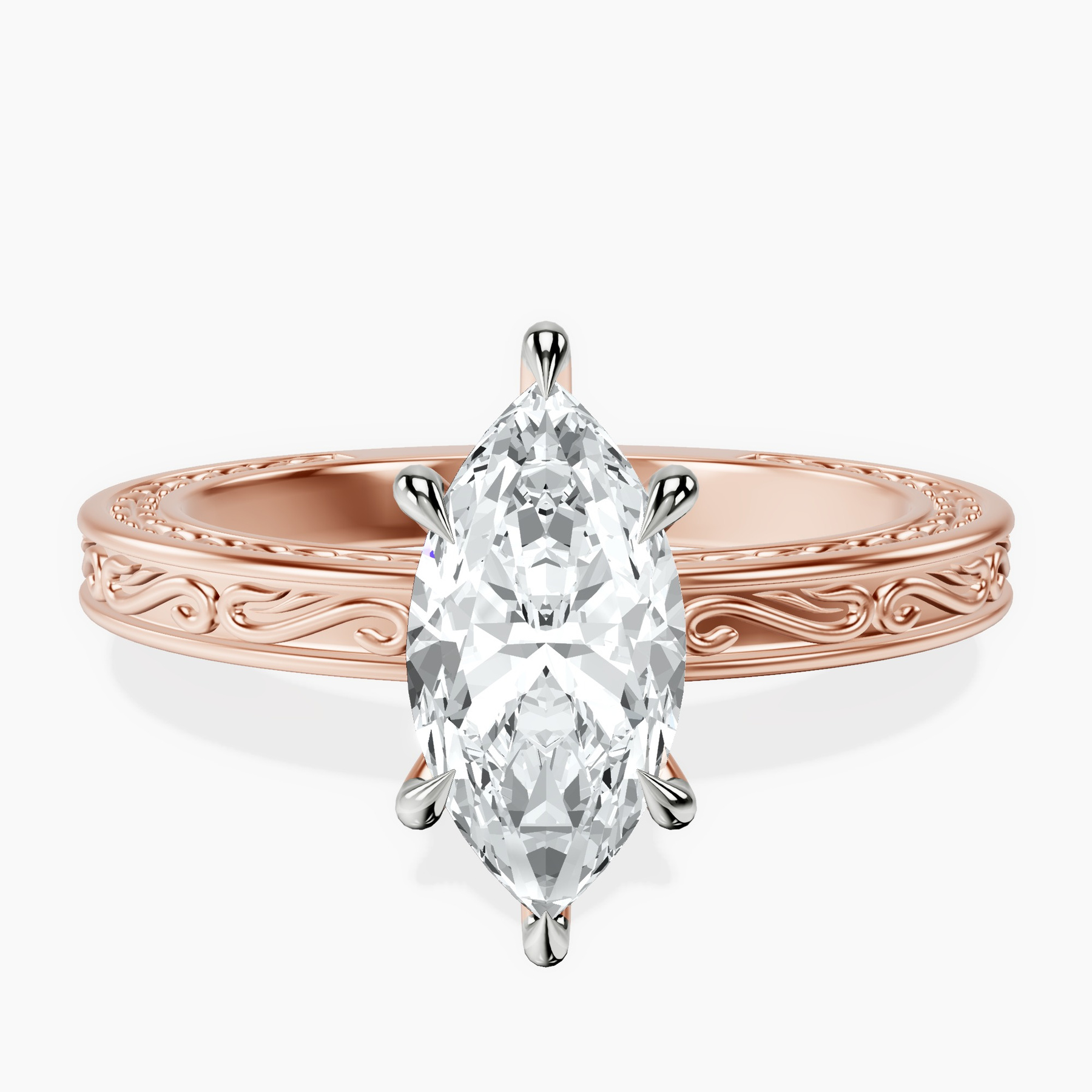 14kt Rose Gold Ivory Vintage Solitaire Lab Diamond Ring front image