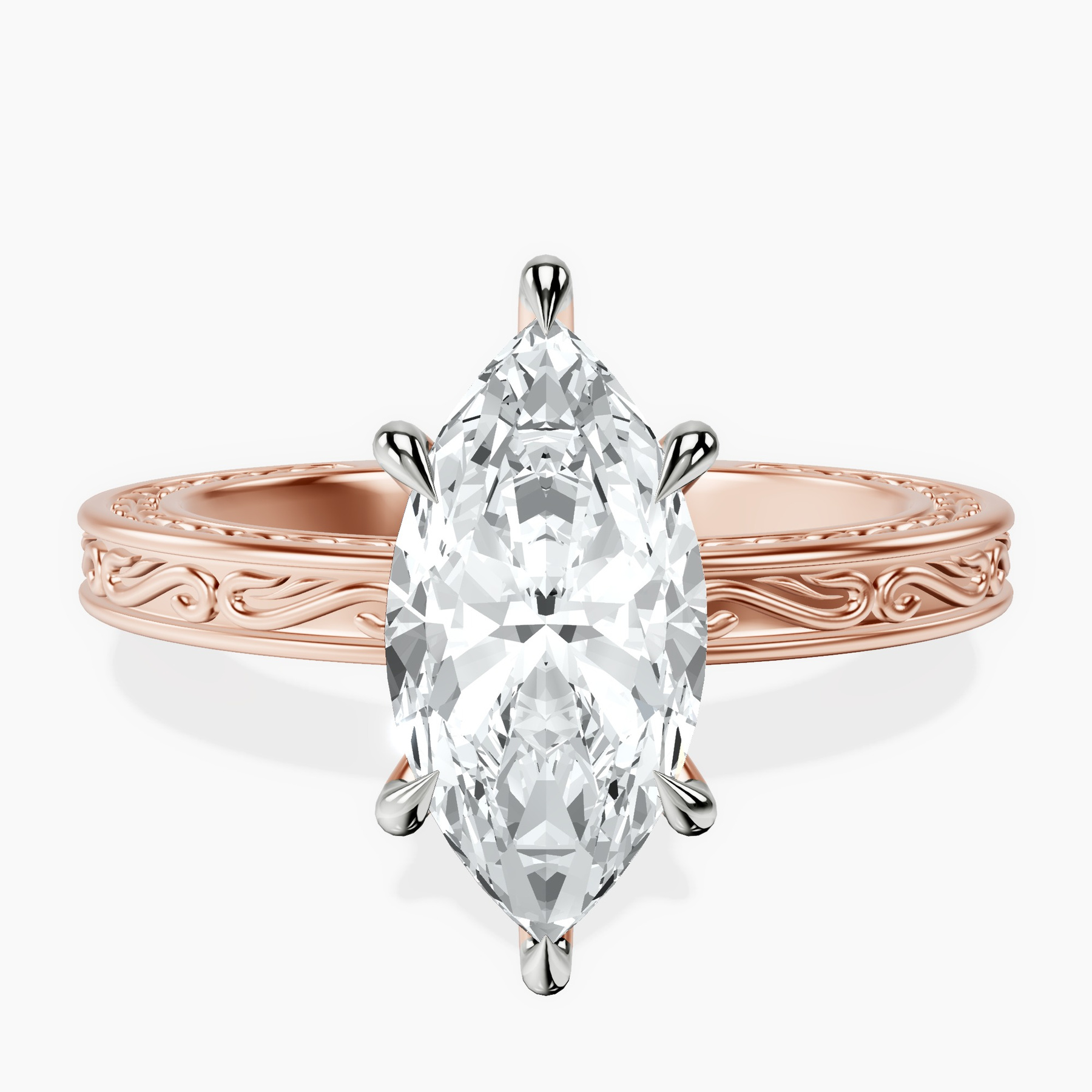 18ct Rose Gold Ivory Vintage Solitaire Lab Diamond Ring front image