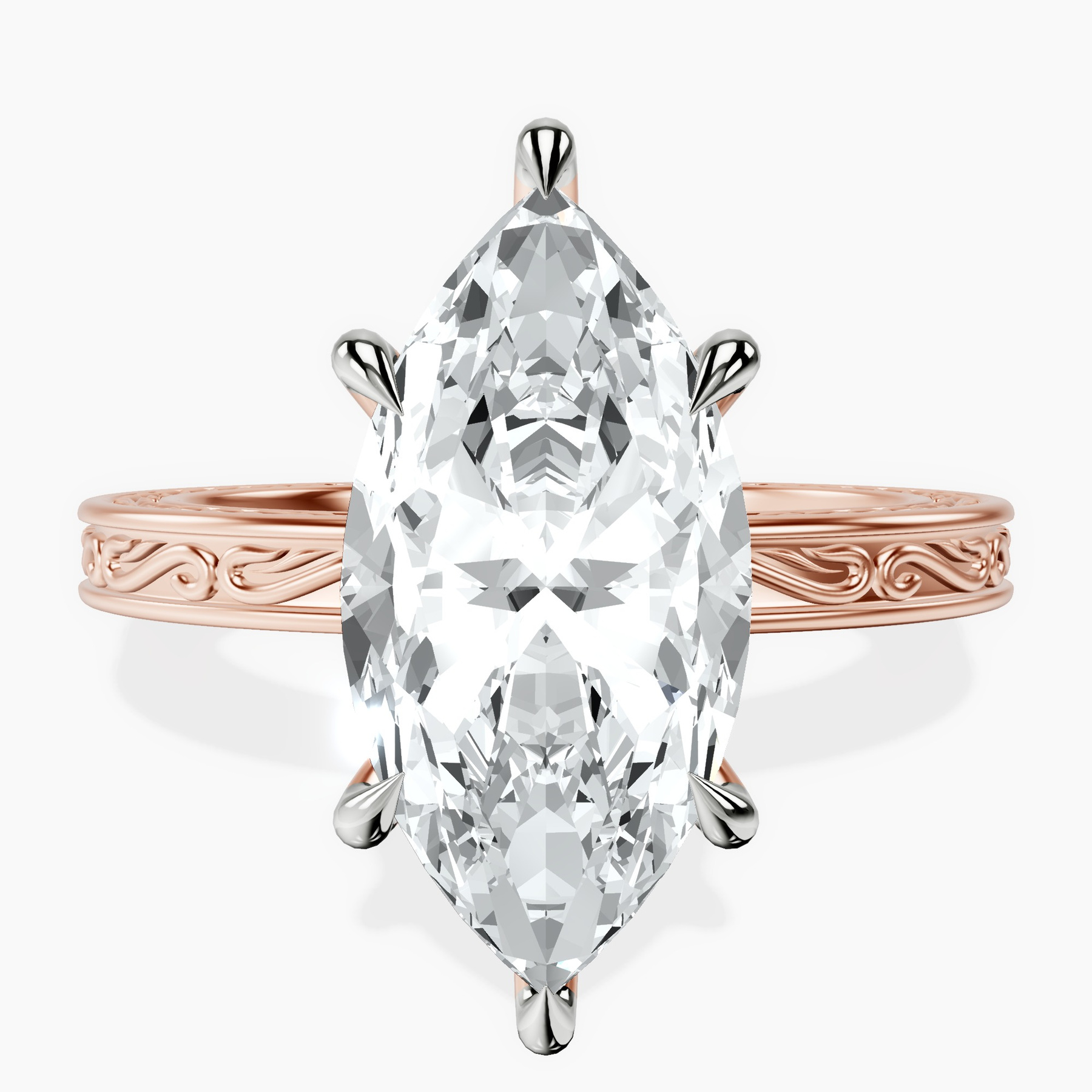 18kt Rose Gold Ivory Vintage Solitaire Lab Diamond Ring front image