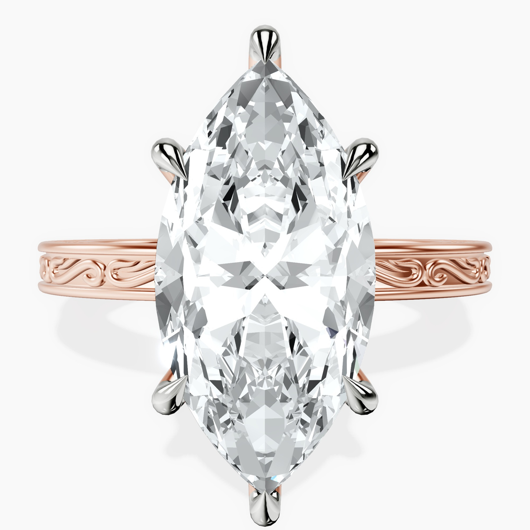18kt Rose Gold Ivory Vintage Solitaire Lab Diamond Ring front image