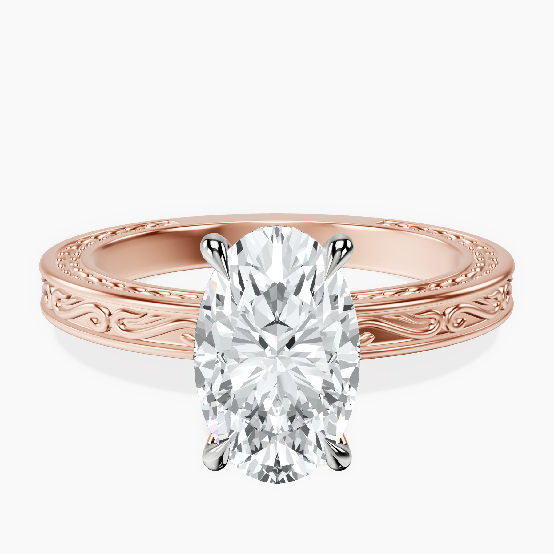 9ct Rose Gold Ivory Vintage Solitaire Lab Diamond Ring front image