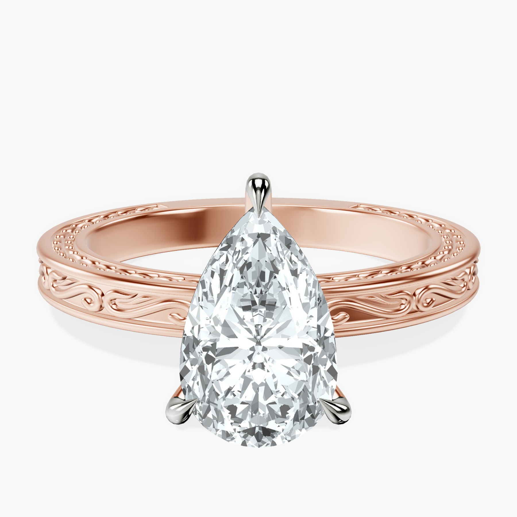 14ct Rose Gold Ivory Vintage Solitaire Lab Diamond Ring front image
