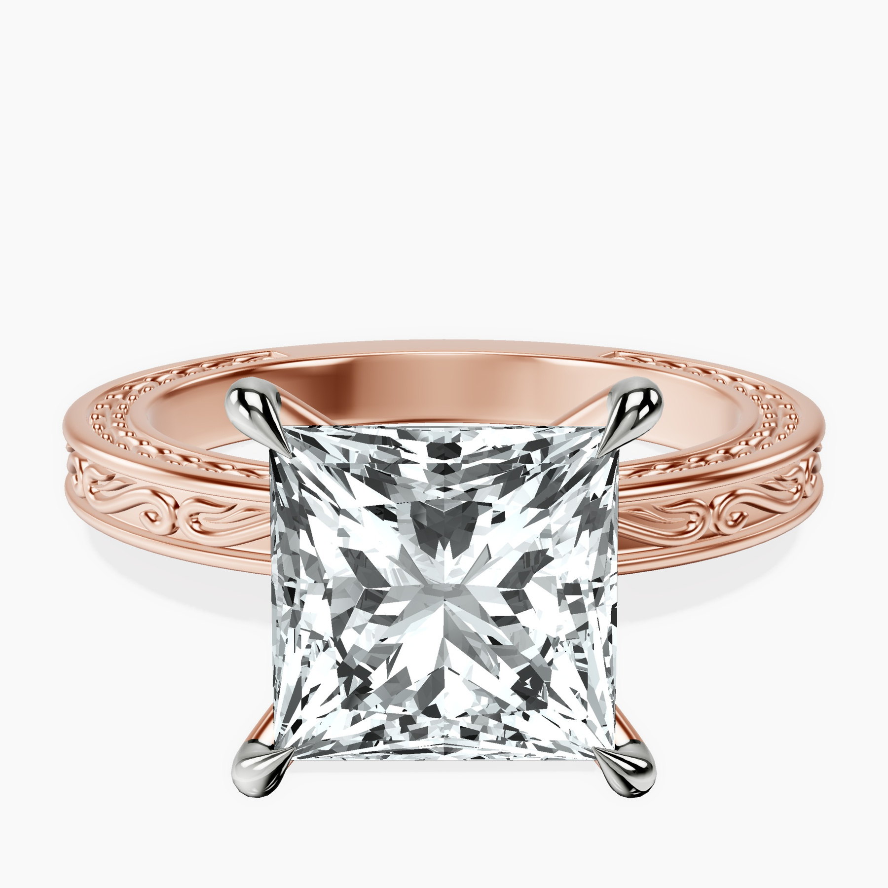 10kt Rose Gold Ivory Vintage Solitaire Lab Diamond Ring front image