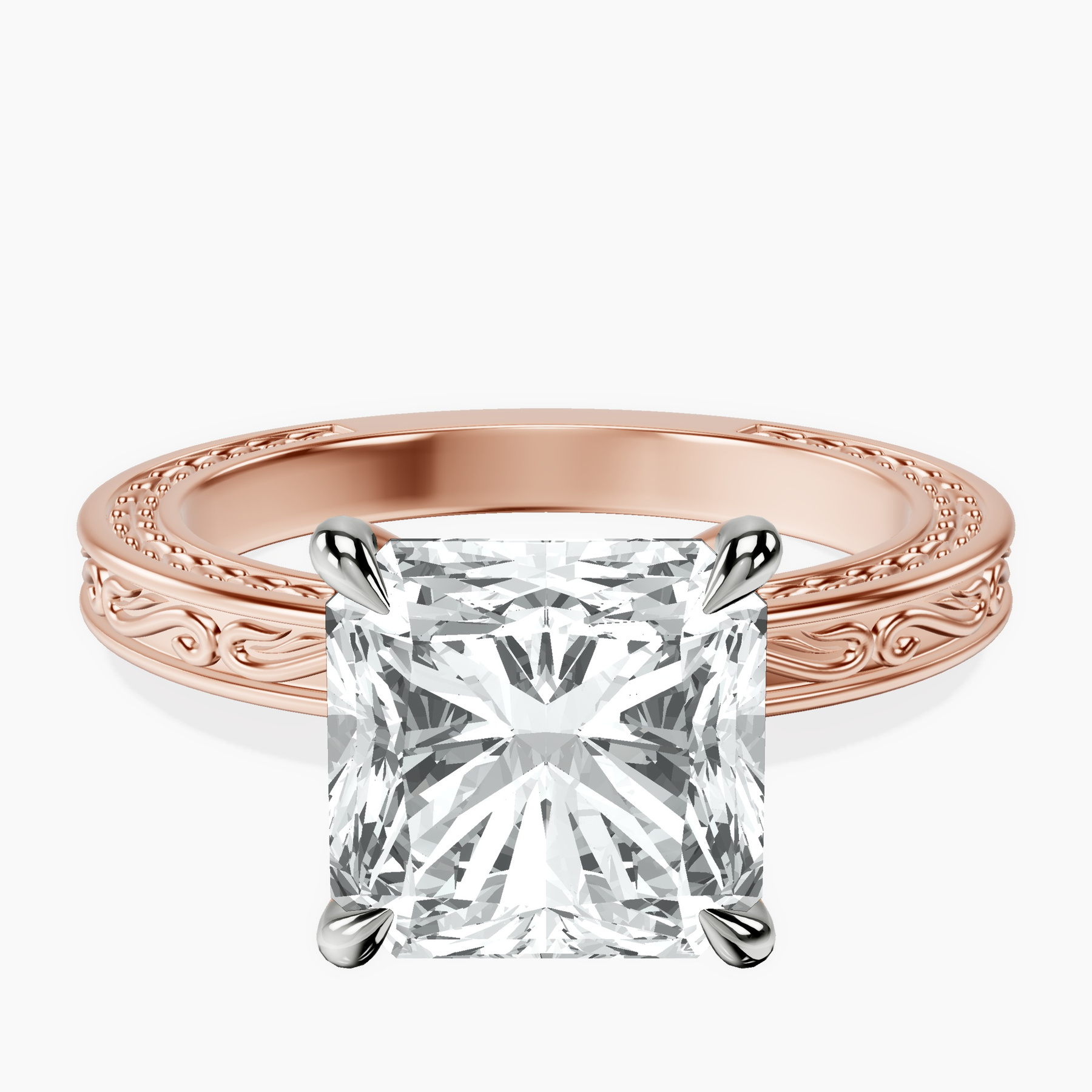 14kt Rose Gold Ivory Vintage Solitaire Lab Diamond Ring front image