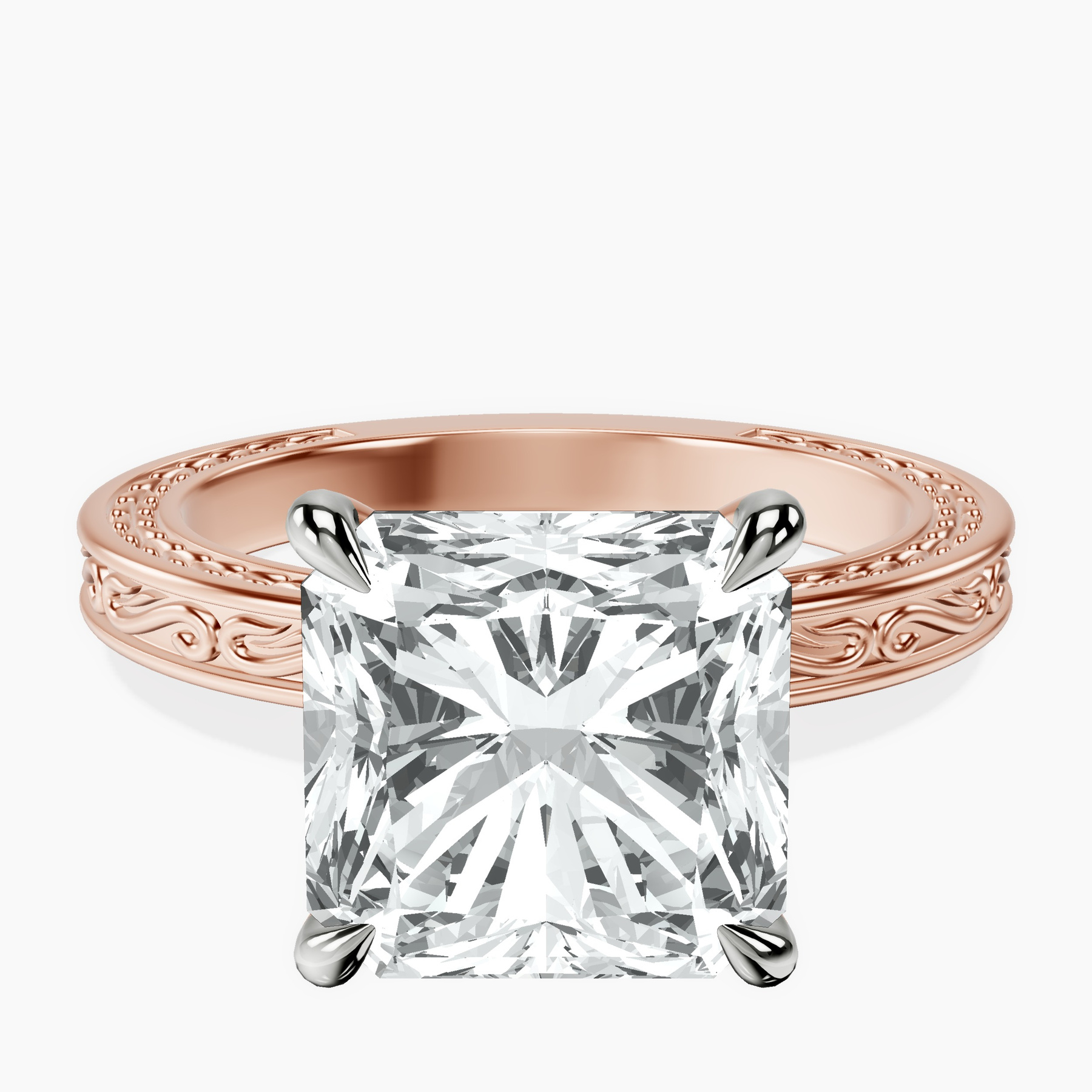 18kt Rose Gold Ivory Vintage Solitaire Lab Diamond Ring front image