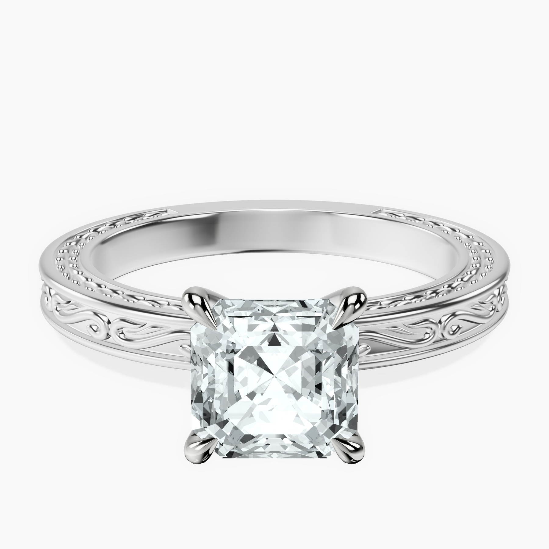 Platinum Ivory Vintage Solitaire Lab Diamond Ring front image