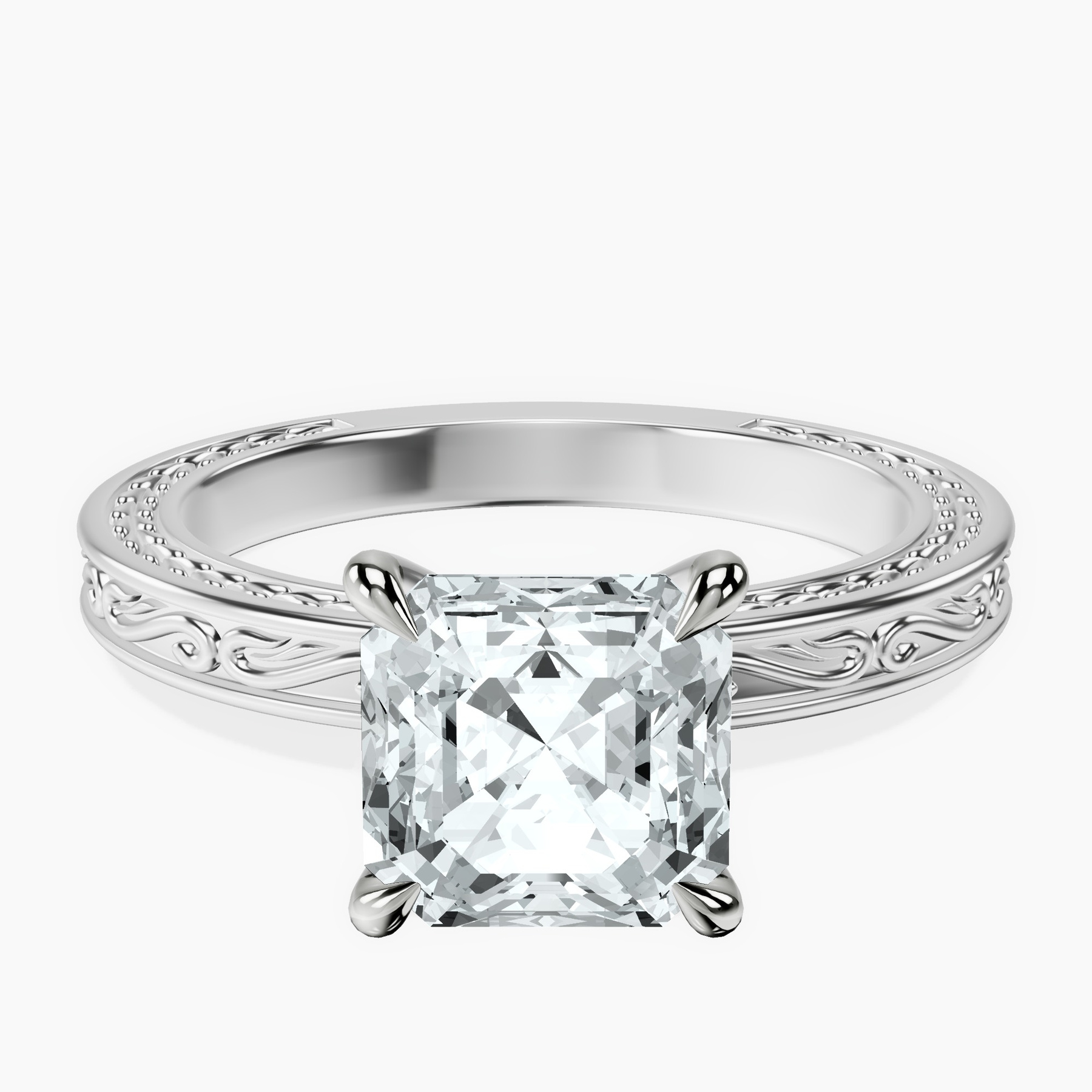 Platinum Ivory Vintage Solitaire Lab Diamond Ring front image