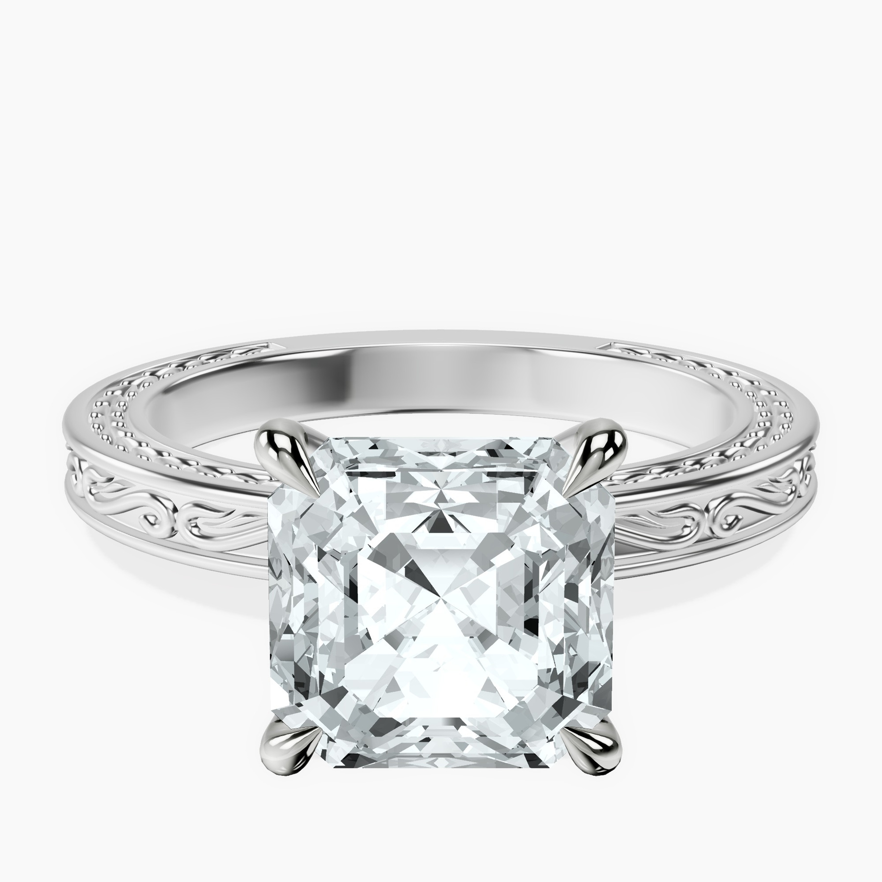 Platinum Ivory Vintage Solitaire Lab Diamond Ring front image