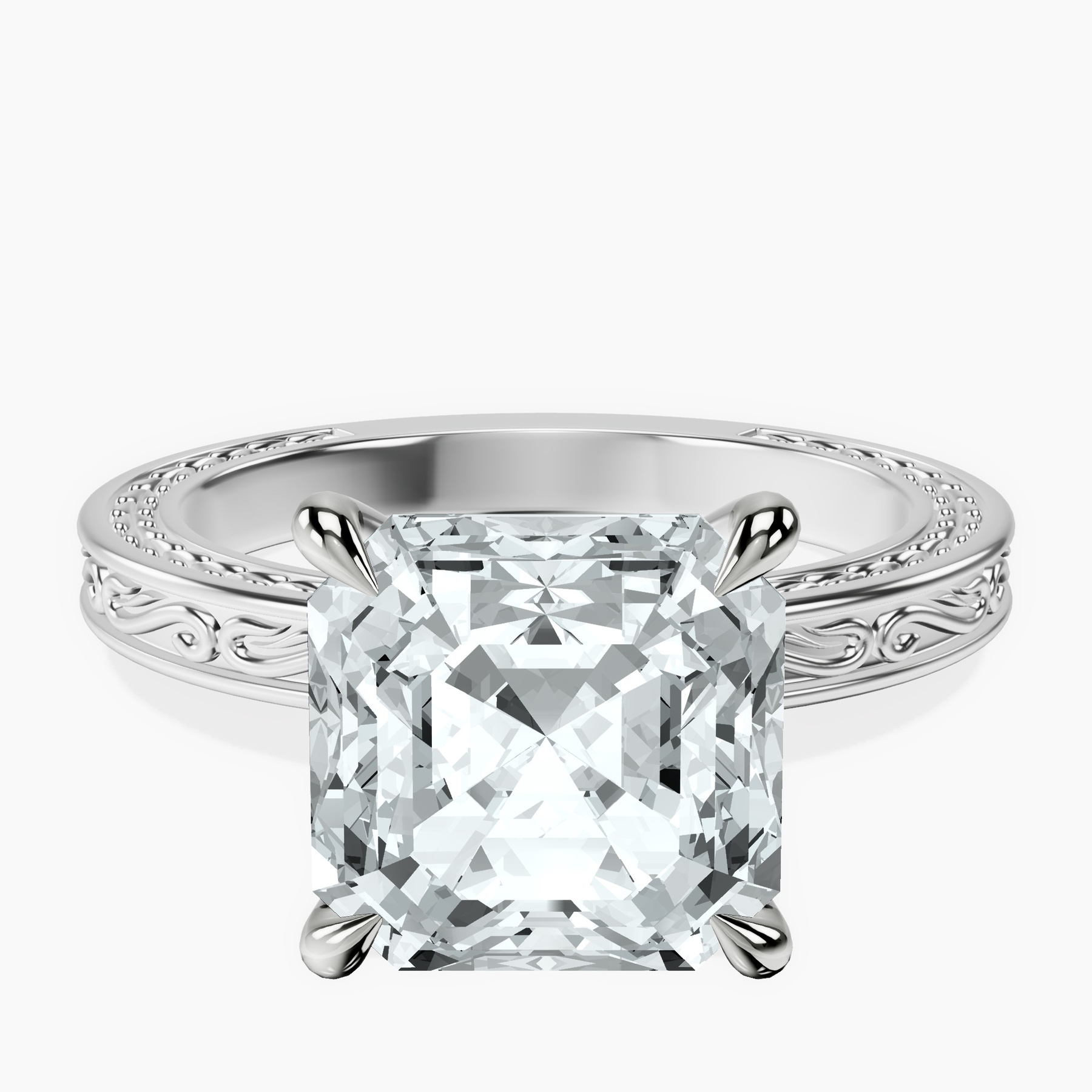 Platinum Ivory Vintage Solitaire Lab Diamond Ring front image