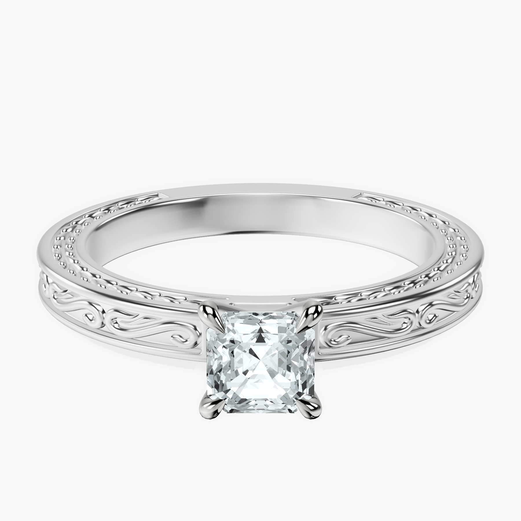 Platinum Ivory Vintage Solitaire Lab Diamond Ring front image
