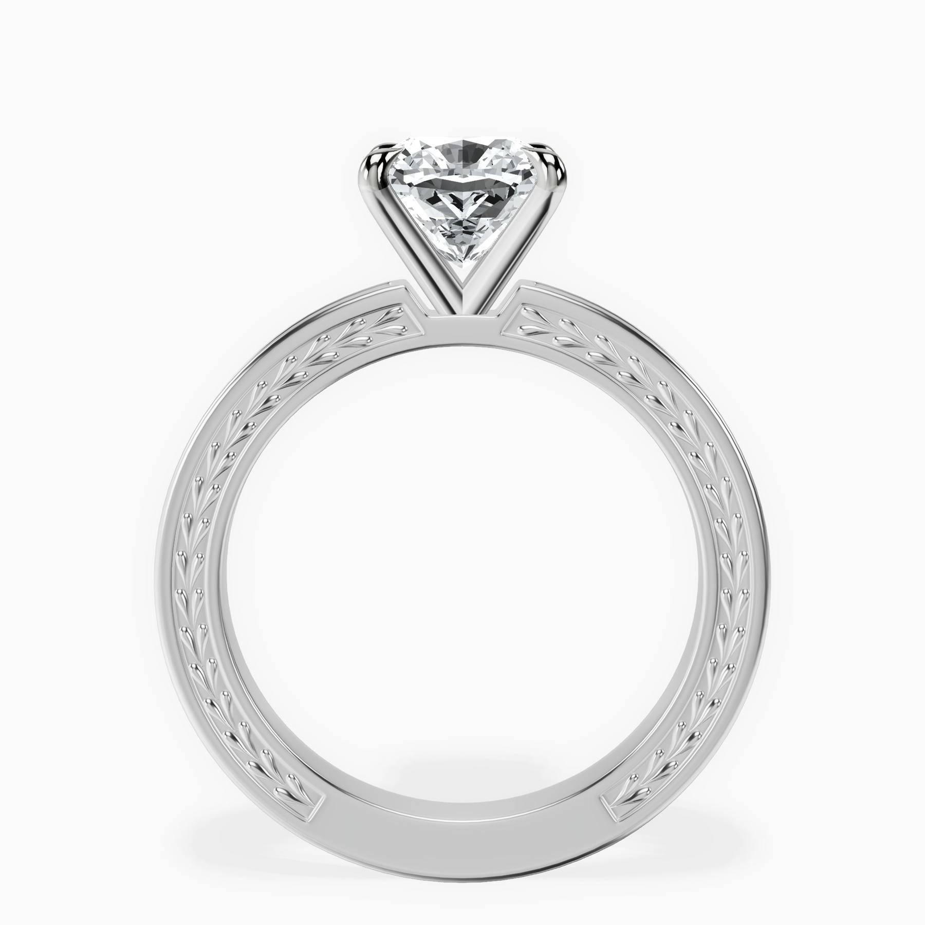 10kt White Gold Ivory Vintage Solitaire Lab Diamond Ring side right image one