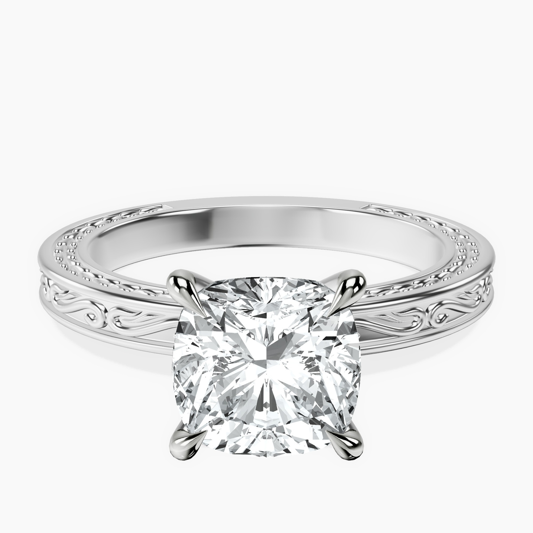 Platinum Ivory Vintage Solitaire Lab Diamond Ring front image