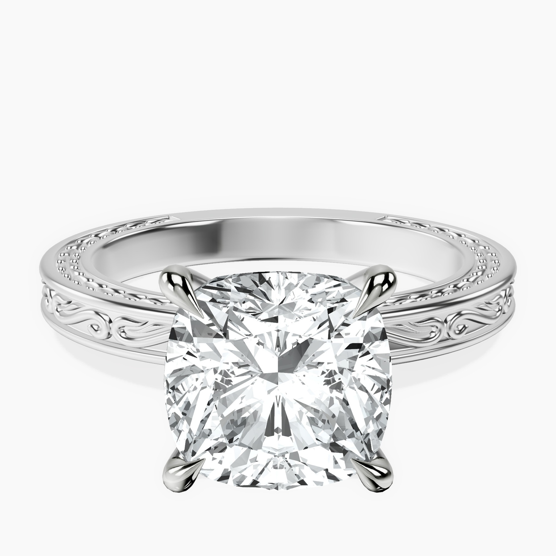 Platinum Ivory Vintage Solitaire Lab Diamond Ring front image