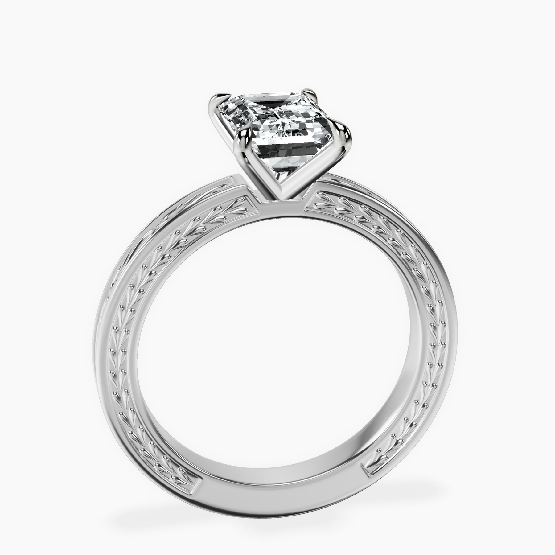 10kt White Gold Ivory Vintage Solitaire Lab Diamond Ring side right image one