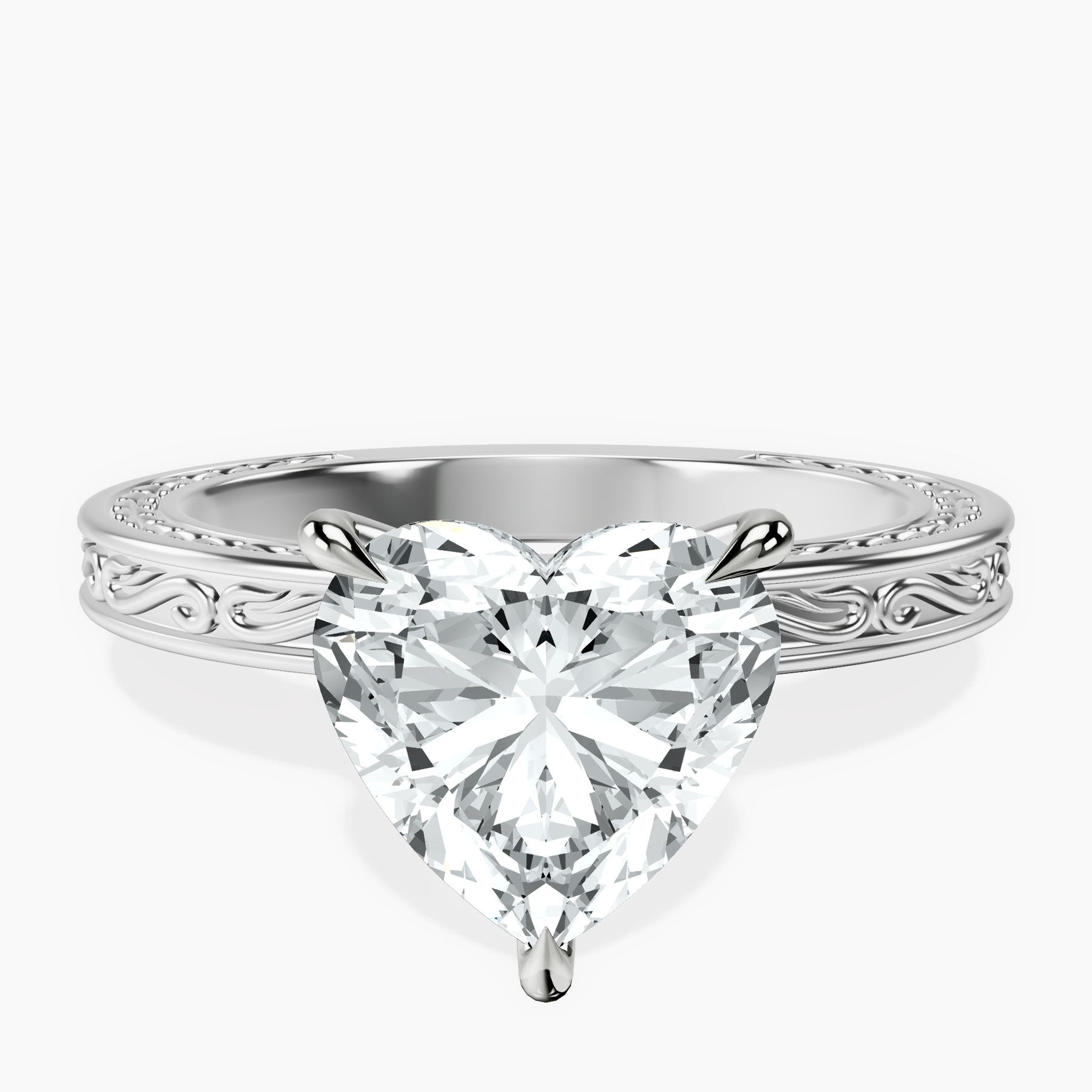 14kt White Gold Ivory Vintage Solitaire Lab Diamond Ring front image