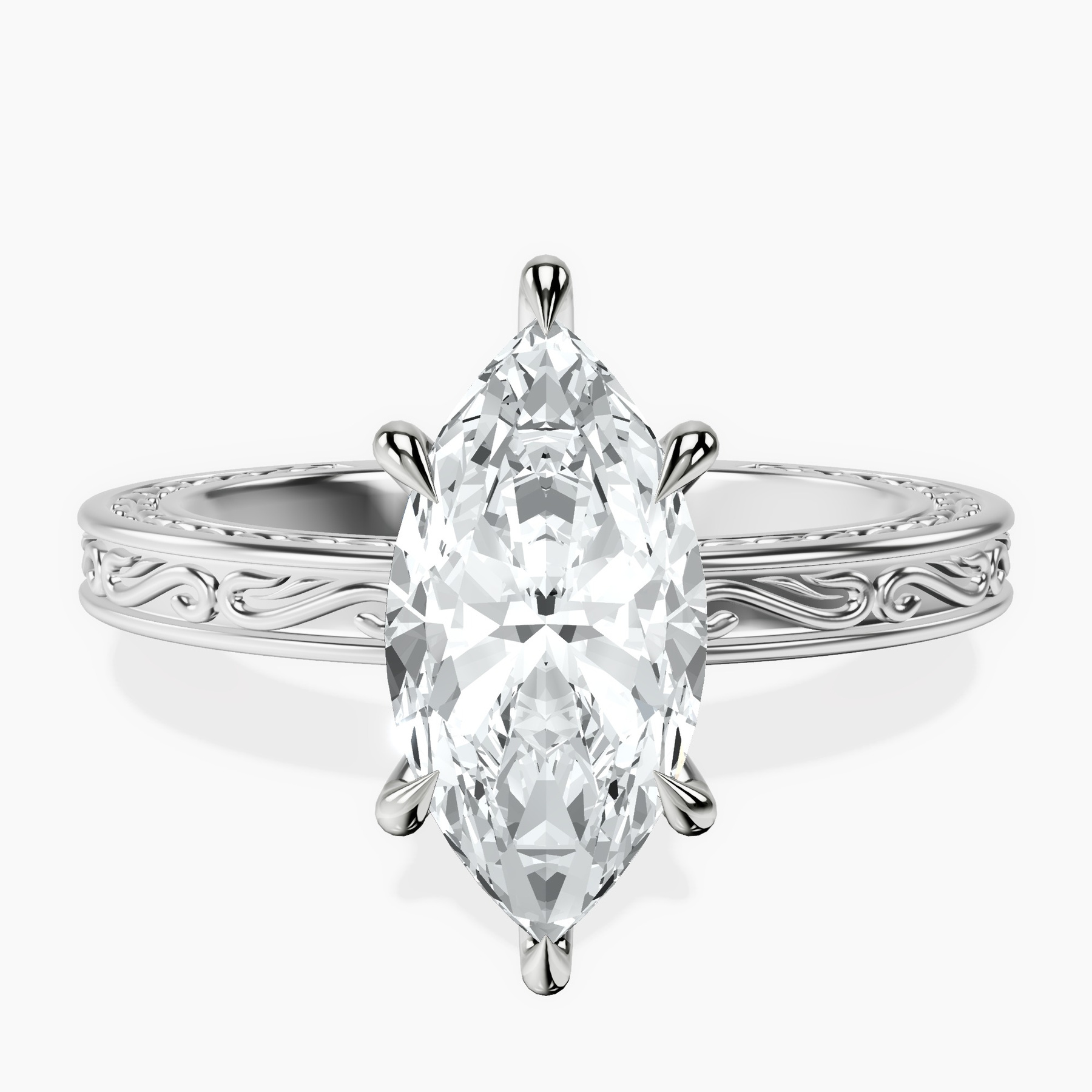 Platinum Ivory Vintage Solitaire Lab Diamond Ring front image