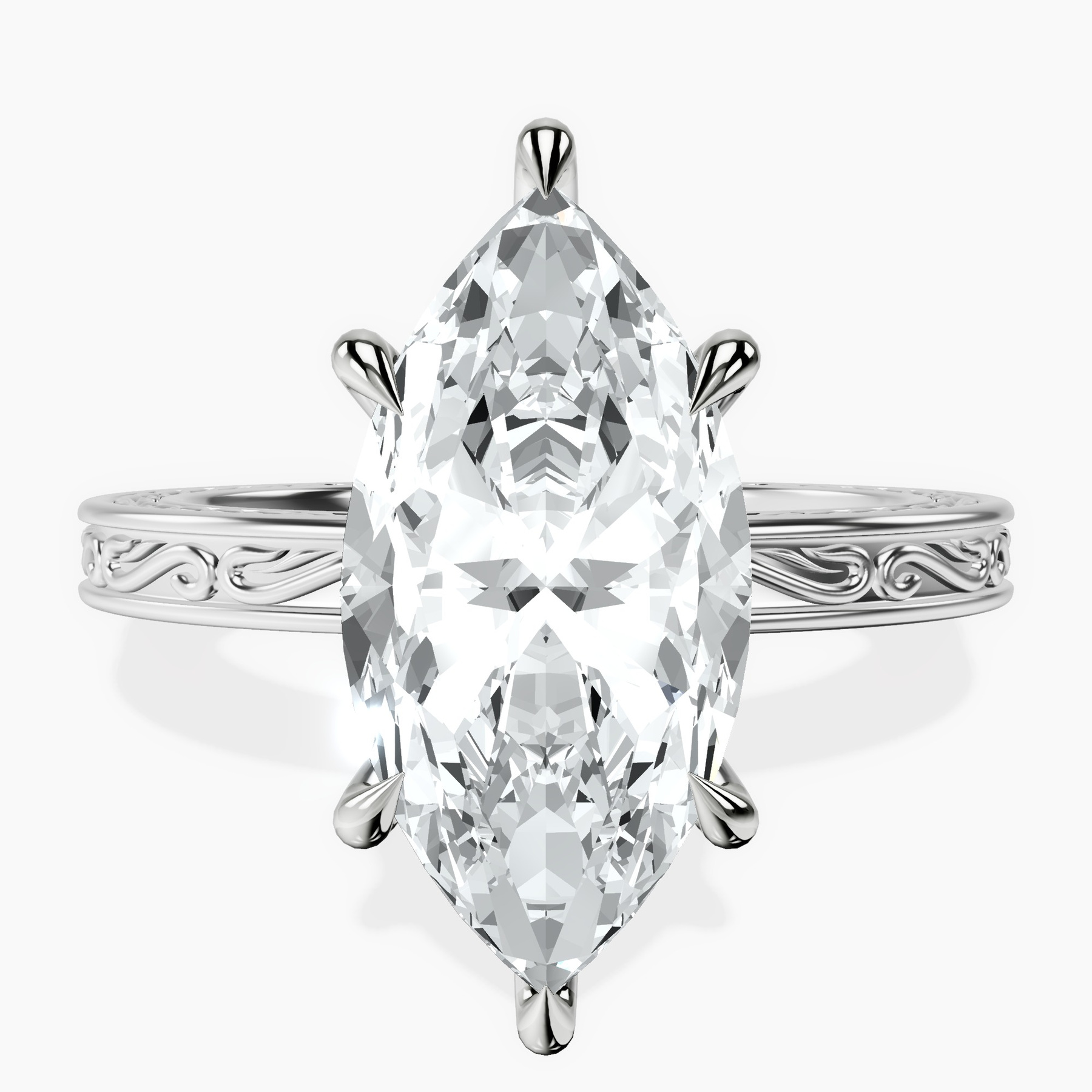 Platinum Ivory Vintage Solitaire Lab Diamond Ring front image