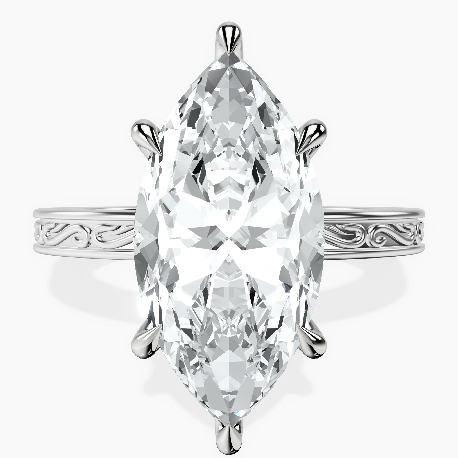 14kt White Gold Ivory Vintage Solitaire Lab Diamond Ring front image